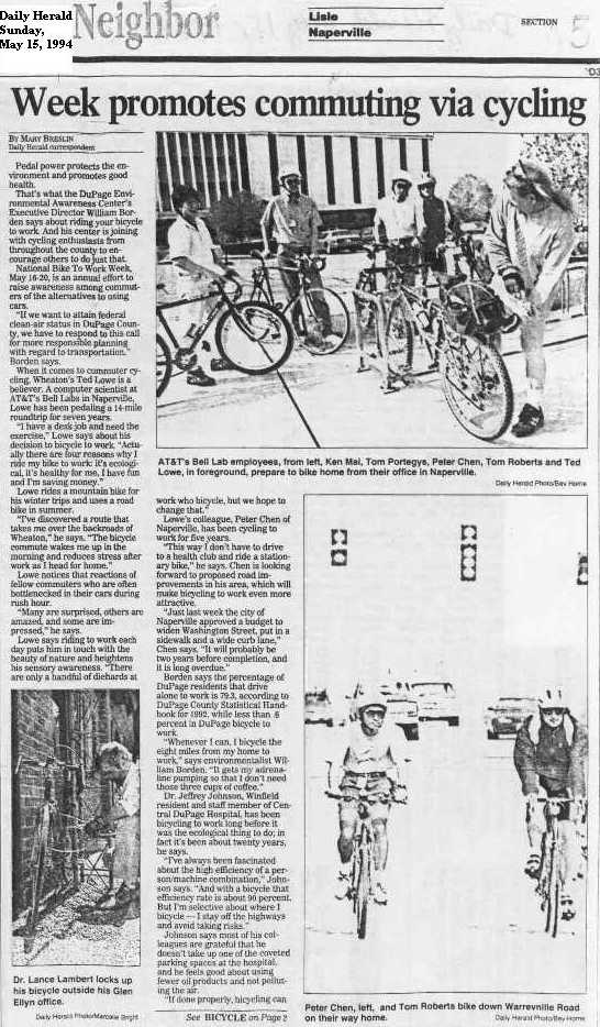 May 1994 Daily Herald Commuting via cycling